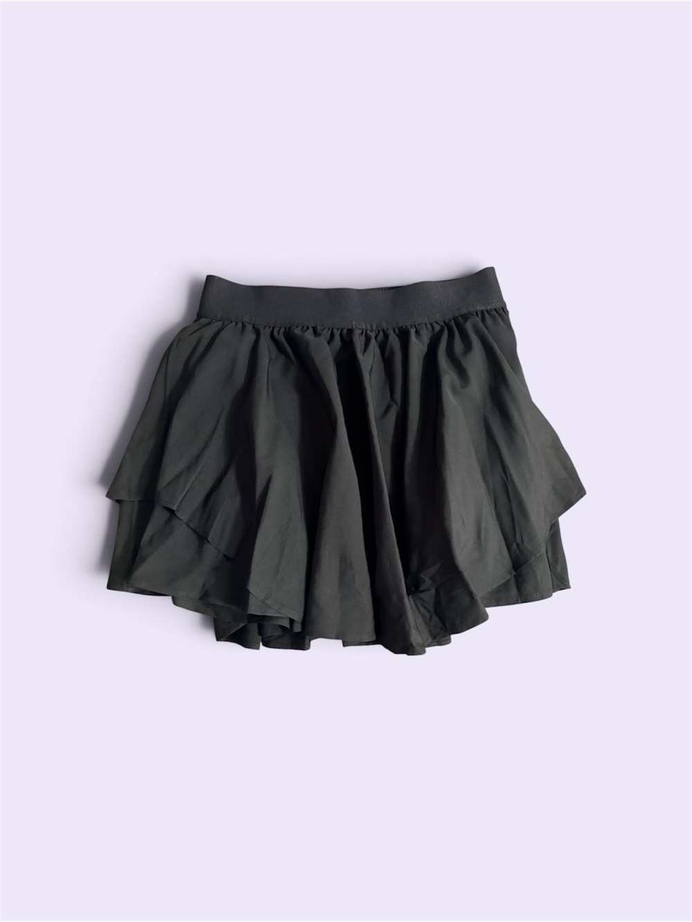 SHEIN Black Ruffled Layered Skater Mini Skirt